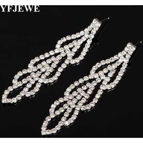 YFJEWE Fashion Rhinestone Crystal long drop earrings gold and sliver plated womens Birthday Wedding Jewelry Accessories #E361