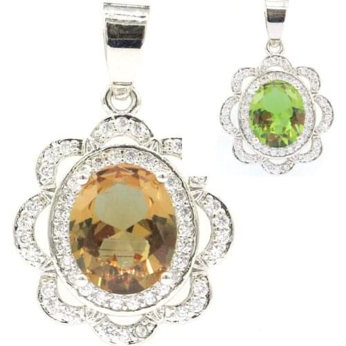 56x28mm Awesome Long Big Created Violet Tanzanite White CZ Gift Womans Gift Silver Pendant