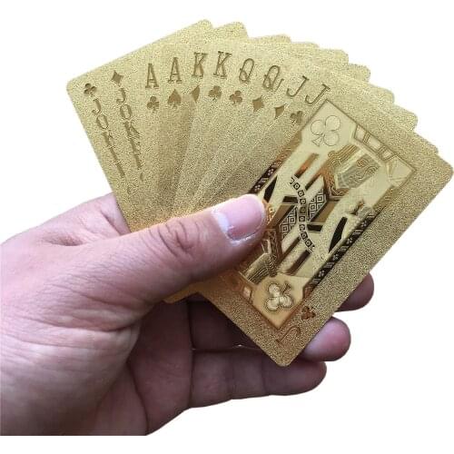 Golden Poker Waterproof Plastic Playing Cards Collection Gold Diamond Poker Cards Creative Gift Standard Lattice Playing Cards