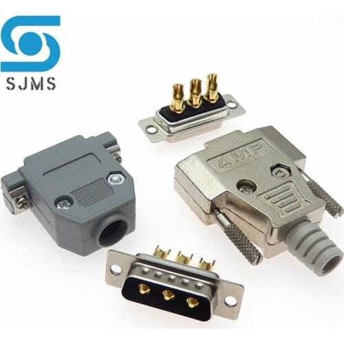 1PCS 3W3 30A Gold plated Male / Female high current Connector D-SUB adapter solder type plug jack high power Gold plated 3 P