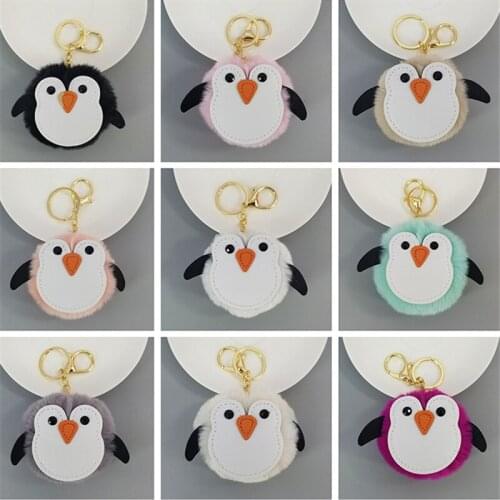 10pcs/Lot Cute Plush Little Penguin Keychain Pompom Animal Pendant Bag Charm Car Key Chain Accessories Women Girls Gifts