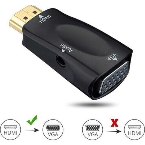 1080P HDMI Male to VGA Female Adapter Video Converter with o Output N3 Black