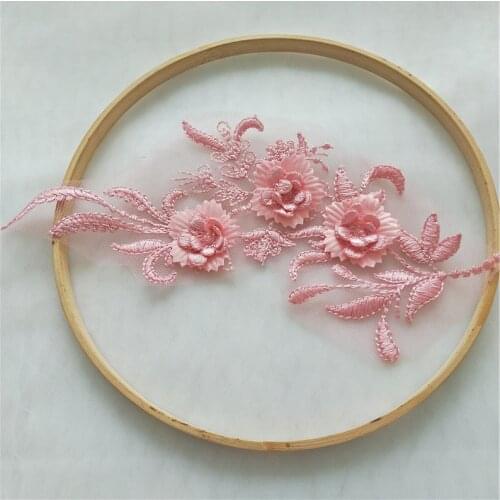 14 Colors Venice Lace Applique 3D Blossom Embroidered Mesh Lace Motif Patch 1 Piece