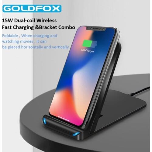 2 in 1 Wireless Charger 15W Fast Charging For iPhone 11 pro/XR/Xs Max Samsung Folding Phone Charging Stand For HUAWEI Xiaomi