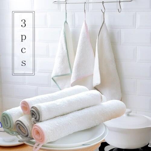3PCS/Pack High Efficient Anti-grease Dish Cloth Bamboo Fiber Washing Towel Magic Kitchen Scouring Pad Cleaning Wiping Rags