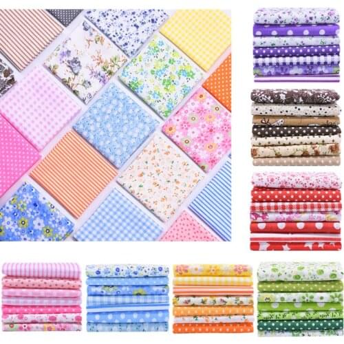 7pcs 25cm*25cm Mixed Style Fresh Floral Cloth 100% Cotton Fabric Patchwork Cloth DIY Handmade Sewing Doll Baby Toy Home Ornament