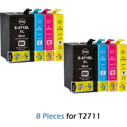 8pcs T2711 For Epson ink cartridges T2711 T2712 T2713 T2714 WorkForce WF-7110 WF-7610 WF-7620 WF-3620 WF-3640 printer 27 XL 27XL