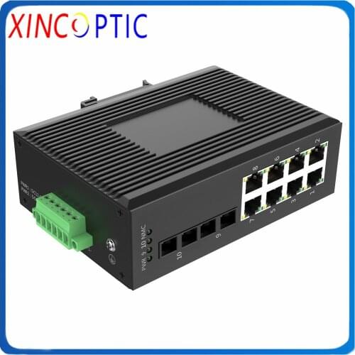8POE IEEE802.3af/at+2Single Fiber, SM 1310/1550nm, 20km, SC,Gigabit 2 + 8 Ports Unmanaged Industrial Fiber Optic Media Converter