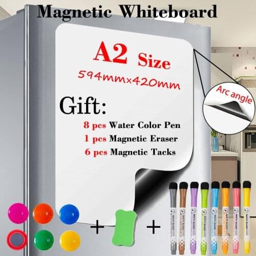 Arc Angle Magnetic Whiteboard A2 Size 16.5"x23.4" Dry Erase White Board Fridge Sticker Magnet Board Kids Board