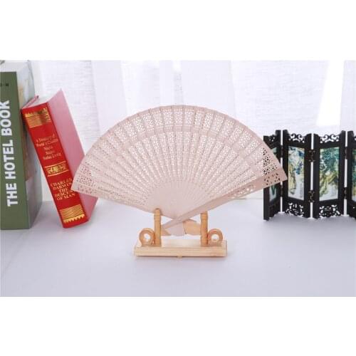 Free shipping Wedding favors 500 / lot silk fan Chinese carved folding fragrance wood hand fan wedding fan