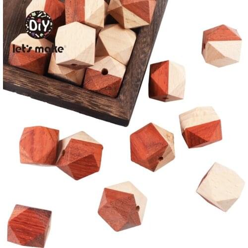 Lets Make Wooden Teether Beads Octagonal Beads 10pcs Set 20mm Maple DIY Pacifier Chain Accessories Baby Items Childens Goods