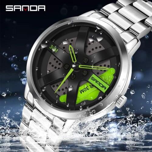 SANDA New Mens Watches Top Brand Luxury Waterproof Sport Stainless Steel Strap Quartz Wristwatch Relogio Masculino