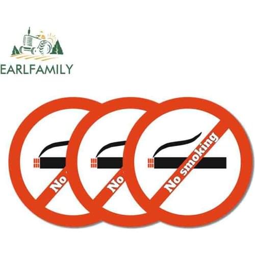 EARLFAMILY 13cm 3Pcs No Smoking Sign Waterproof Car Stickers Camper Decal Motorcycle RV JDM VAN Windshield Vinyl Material Decals