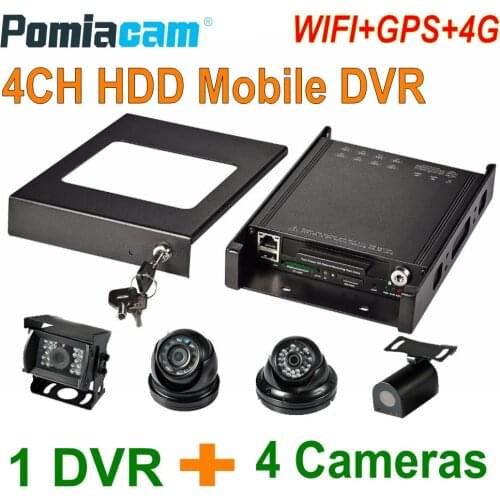 HDVR8045 4CH HDD Mobile DVR with 4PCS 1080P cameras GPS WIFI 3G 4G Car Bus Vehicle DVR Mobile HDD video record system