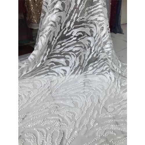 Exquisite high-end white sequin wedding dress, French tulle lace, suitable for ladies' wedding dress skirts