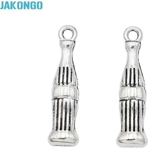 JAKONGO Wine Pot Bottle Charm Antique Silver Plated Zinc Alloy Charms Pendants for Jewelry Making DIY Handmade Craft 23x7mm