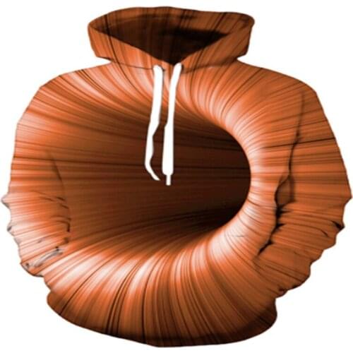 3D plaid mens clothes autumn black white swirl warm pullover 3D psychedelic tunnel mens sweatshirt jacket stitching streetwear