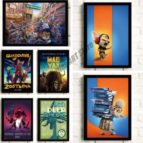 Wall Art Canvas Painting Zootopia Disney Anime Nordic Posters and Prints Room Decoration Pictures for Living Kids Home Decor