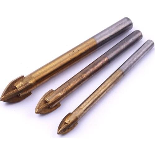 1Pcs New Tungsten Carbide Tile Glass Cross Titanium Coated Drill Bit Tool Drill Diameter 4/5/12mm Drill Bit For Drilling Hole