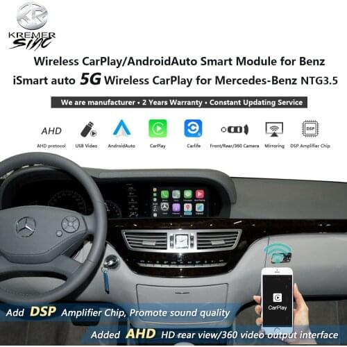Upgrade Version Wireless Apple AndroidAuto Retrofit for Mercedes Benz CarPlay S350 NTG3.5 iSmart Auto Mirroring