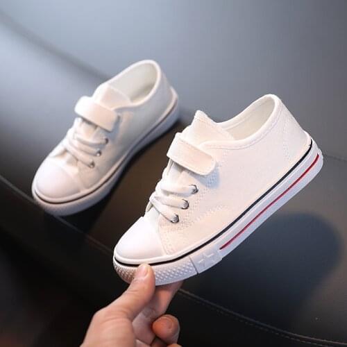 Boys and Girls Canvas Shoes 2021 Children Low Cut Students White Shoes All Match Fashion Shoes School Four Seasons Size 22-38
