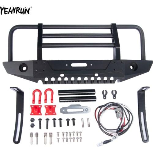 YEAHRUN RC Rock Car Front Bumper with LED Lights Set For 1/10 Traxxas TRX-4 TRX4 RC Crawler Upgrade Parts