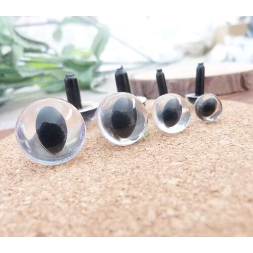 7.5/9/10.5/12/13.5/15/18mm clear smooth stem cat eyes plastic toy cat eyes without washer