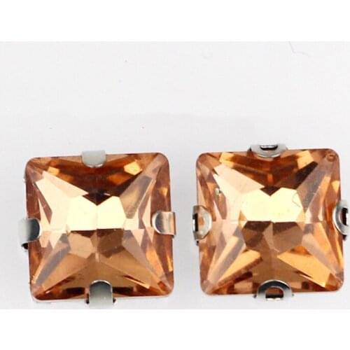 Super beauty Water red square shape Glass Crystal sew on claw rhinestones with holes Diy wedding decoration and Shoes