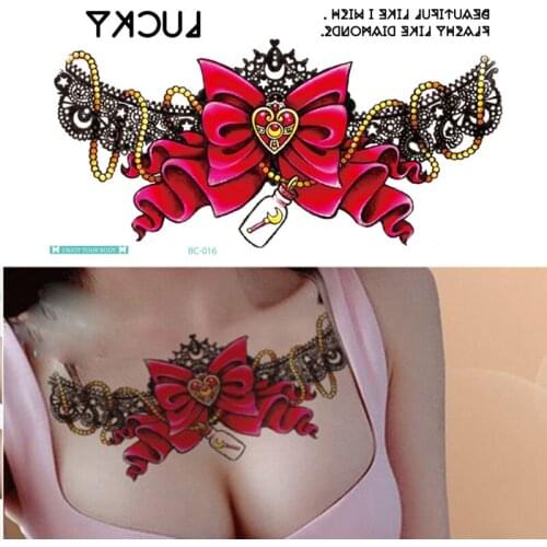 Sternum Tattoos Chest Temporary Sexy Sticker Waterproof Fit for Beach Parties Concert etc