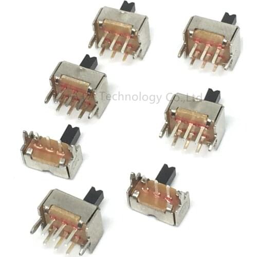 10PCS/Lot New SS12D07 Mini Vertical Slide Switch 1P2T 3 Pin Toggle Switch SMD PCB DPDT Vertical Switch High Quality