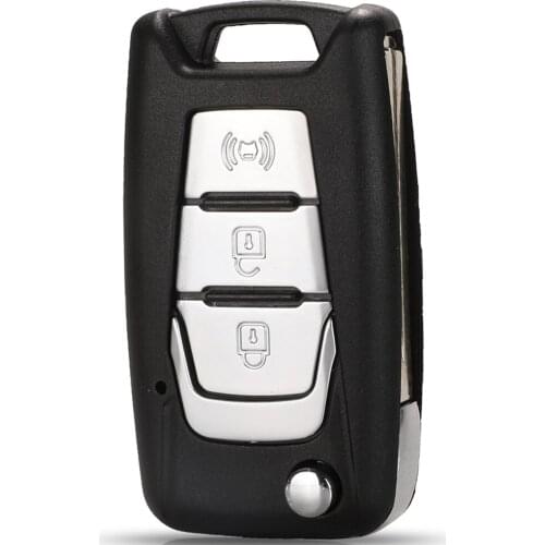 Jingyuqin Flip Remote Key Shell Switchblade For Ssangyong Korando New Actyon C200 2016 2017 3 Button Folding Car Key Shell Case