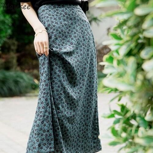 Skirts Women Oversize Chiffon Female Korean Casual High Waist Vintage Chic A-line Green Beach Sexy Fashion Harajuku All-match