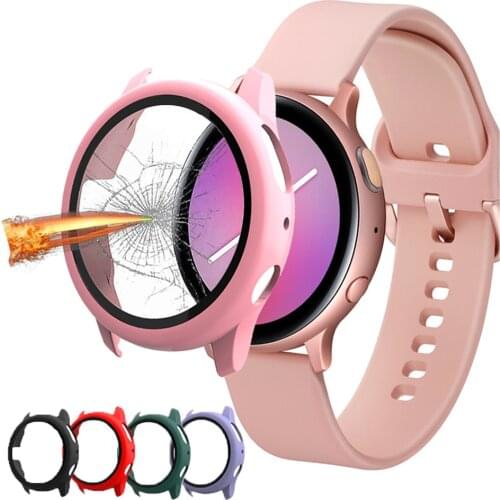 Glass+Case For Samsung Galaxy watch active 2 44/40 mm All-Around cover bumper+Screen Protector Galaxy watch active2 44mm 40mm