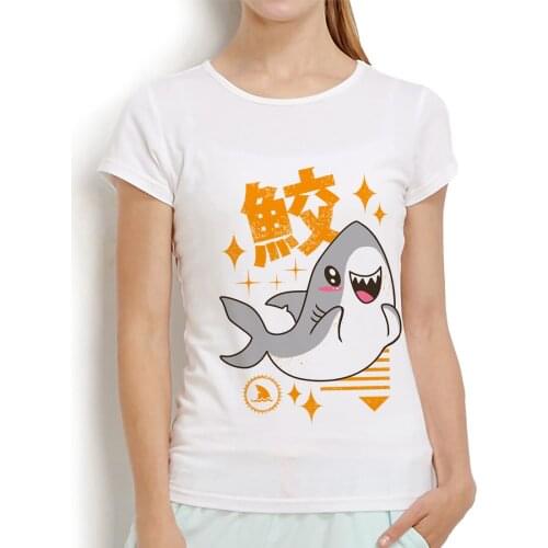 Exaggerated Japan kawaii style shark funny t shirt women new white casual short sleeve tshirt femme kawaii Harajuku streetwear