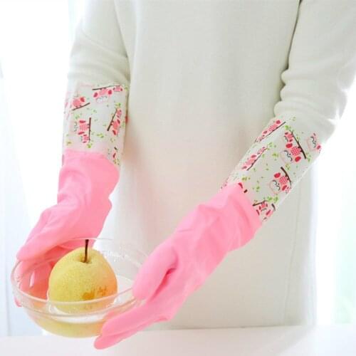 Winter Kitchen Thickening Skin Care Gloves Clean Housework Glove Increase Wash Dishes Laundry Rubber Waterproof Gloves