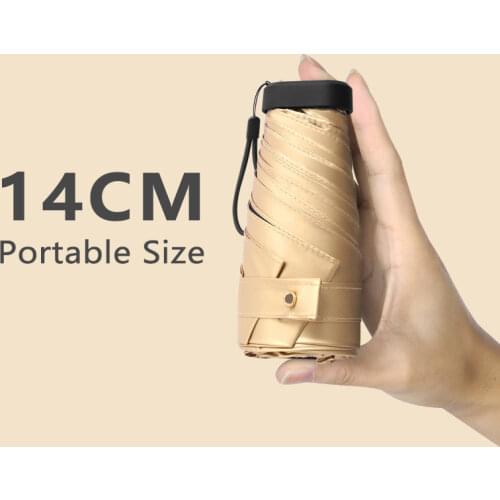 2021 Golden Mini Patio Umbrella UV Protection Outdoor Luxury Beach Umbrella Small Pocket Summer Parasol Umbrella Windproof 6K