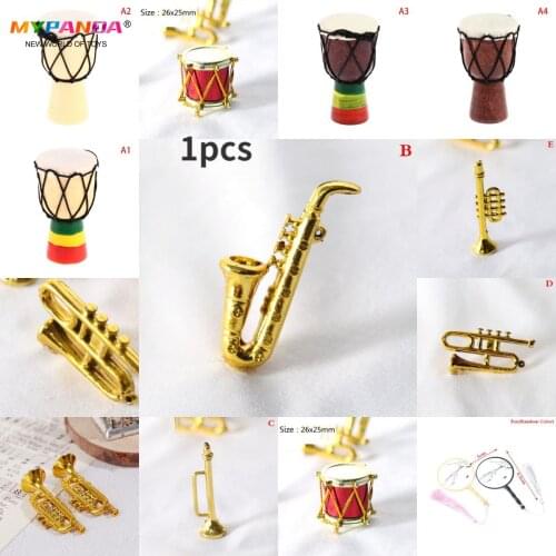 1 pcs Microphone Guitar Violin Trumpet Saxophone Drum Dollhouse musical instrumentfor Dolls Music House Bar Doll Accessories