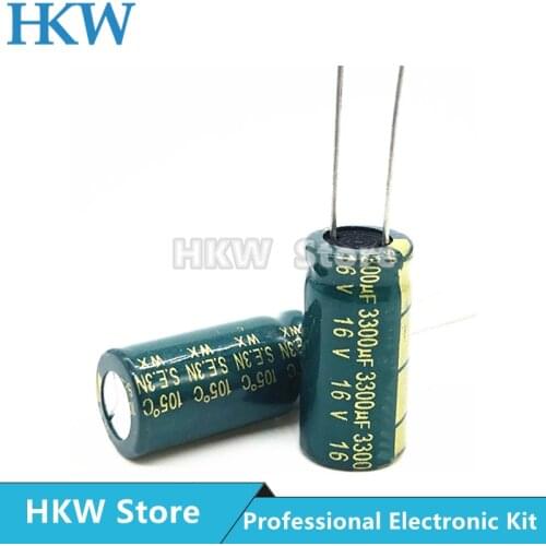10pcs/lot 3300UF 16V 13*20mm High Frequency Low ESR / Impedance Aluminum Electrolytic Capacitor 3300uf16V 13X20 20