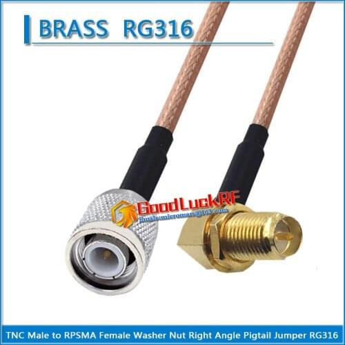 1X Pcs TNC Male to RP SMA Female Washer Bulkhead Nut Right Angle 90 Degree Plug Pigtail Jumper RG316 RF Connector Extend Cable