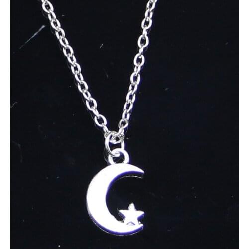 20pcs New Fashion Necklace 17x11mm double sided moon star Pendants Short Long Women Men Colar Gift Jewelry Choker