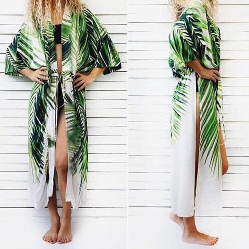 2020 Women Cover Up Beach Cardigan Cotton Beach Dress Tunic Long Kaftan Beachwear Pareo Bikini Cover-Ups Swimsuit Robe de Plage