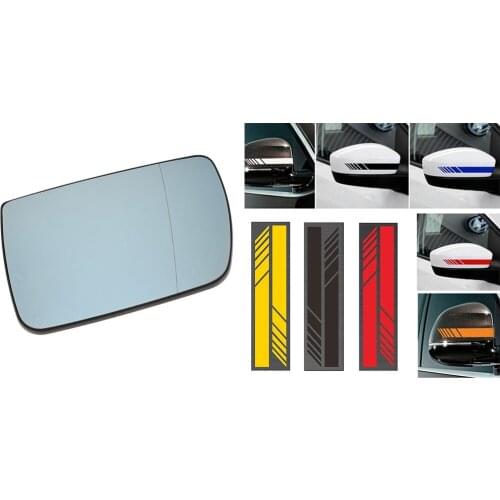 4 pcs Left Right Door Wing Mirror Glass Replacement 51168408810 And Mirror Stickers White for BMW X5 E53 99-06