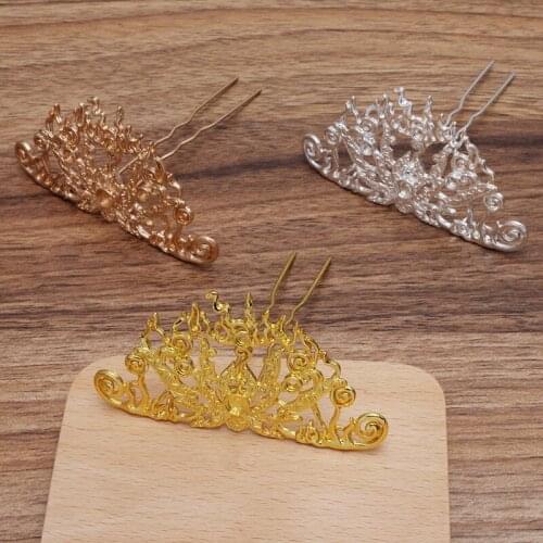 5pcs/lot 48*77mm Flower Tiaras Hairpin Chinese Hair Sticks Wedding Bridal Hair Fork Hair Accessories For Women