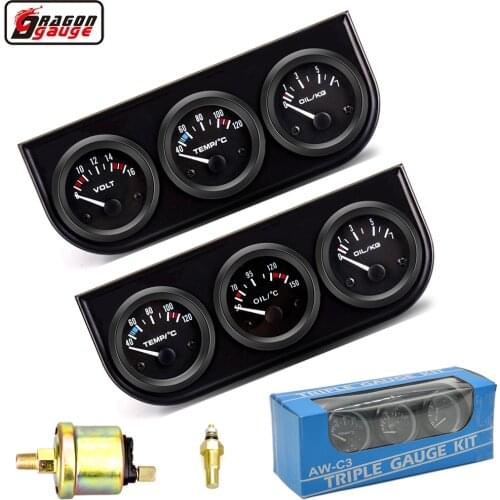 52mm Auto Car Water Temp Celsius Fahrenheit Oil Temp Gauge Volt 0-7 KG Pressure Meter Automobile Refitting Instrument