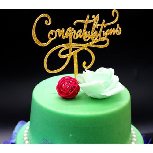 Congratulations Acrylic Cake Topper Gold Glitter Cupcake Topper For School Graduations Wedding Birthday Party Cake Decorations