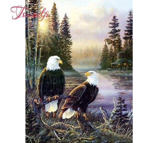 TOUOILP"forest Bald Eagle"rhinestone pasted,cross stitch,full square&round diamond painting abstract,handcraft crafts,home decor