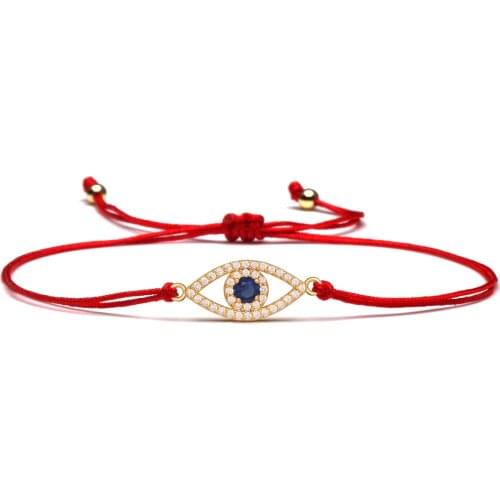 White&Blue Cubic Zirconia Stones Copper Evil Eye Charm Bracelet Women Keep Away From Misfortune Red String Good Luck Jewelry Her