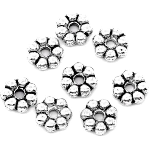 200pcs 6x2mm ZInc Alloy Plum Blossom Shape Spacer beads Jewelry Finding Beads for Jewelry Making Diy Accessories