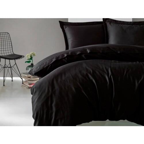 Cottonbox Elegant Satin Double Bed Duvet cover set Black