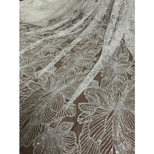Hot selling glued glitter tulle Lace Fabric glued glitter lace fabric SYJ-102716 for party dress